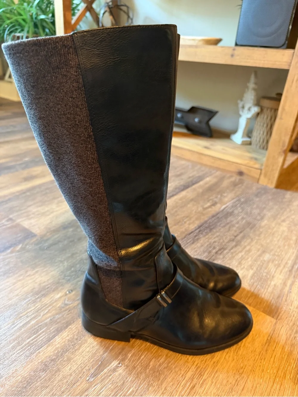 Life Stride Black Tall Riding-Style Leather Boots